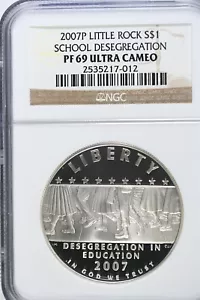 2007 P Desegregation-Little Rock HS-Modern Commem Silver Dollar NGC PF69 UCAM - Picture 1 of 2