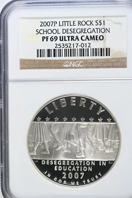 2007 P Desegregation-Little Rock HS-Modern Commem Silver Dollar NGC PF69 UCAM - Image 1 of 2