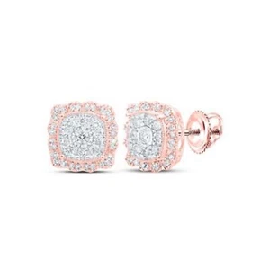 PENDIENTES REDONDOS DE ORO ROSA 10K COLECCIÓN DE SUEÑOS CUADRADO DE NICOLE 5/8 CTTW - Imagen 1 de 1