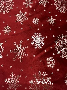 Berkshire Blanket & Home Red W/Snowflakes Lux Velvet Christmas Tree Skirt 55” - Picture 1 of 8