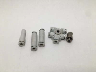 6 pcs 6mm ID Pneumatic Push In Connect Tube Fitting 3/8-28 Thread - Image 1 of 4