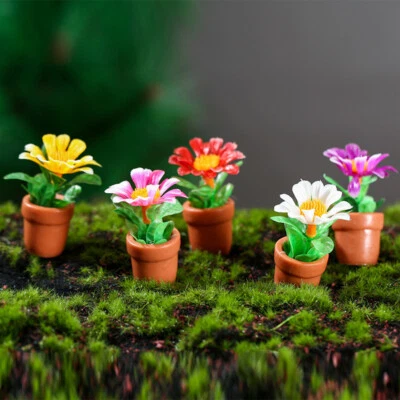 5PC 1:12 Scale Dollhouse Miniature Flowers Plants Model Garden Accessories - Image 1 of 4