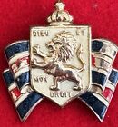 VTG WWII British War Relief Dieu et Mon Droit Society w/ Lion Crest Pin/ Brooch.
