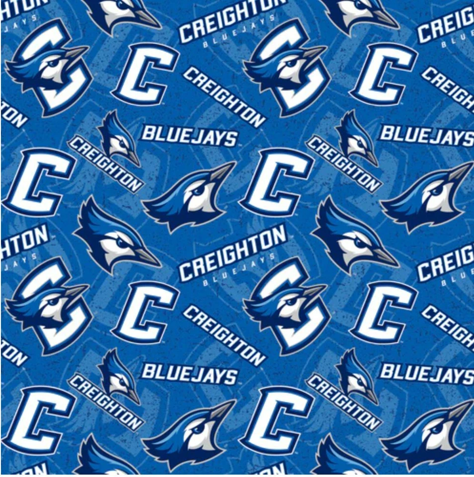 Creighton Bluejays Cotton Fabric Tone on Tone Print-Sold By the Yard - Image 1 of 1