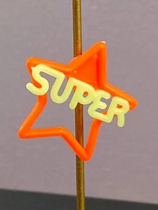 1980s Super Star Neon Glow in the Dark Pencil Topper orange w magnet Vintage - Picture 1 of 5