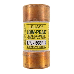 FUSIBLE LIMITADOR DE CORRIENTE DE RETARDO DE TIEMPO BUSSMANN LPJ-50SP, CLASE J, 600VAC/300VDC, 50A - Imagen 1 de 1