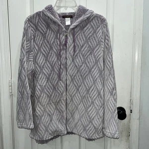 Stan Herman Fleece  Hooded Jacket Purple Size XL Full Zip Up Long Sleeve Sweater - Picture 1 of 7