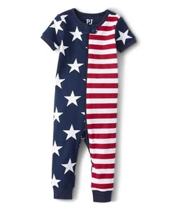 Baby Americana Snug Fit Cotton One Piece Pajamas 12-18 Months Stars and Stripes - Picture 1 of 7