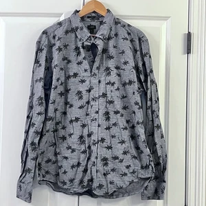J. Camicia Crew Uomo XL Slim Fit Bottoni Stampa Palma Cotone - Foto 1 di 8