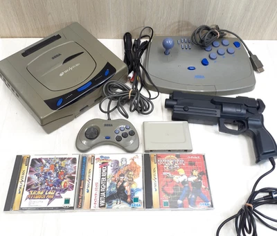 Sega Saturn Console bundle with 3 games Virtua Stick Gun controller & memory - Image 1 of 4