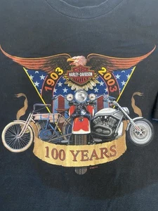 Harley Davidson T-Shirt 100 Years vtg 2003 2 XL Biker Motorcycle Denmark - Picture 1 of 9