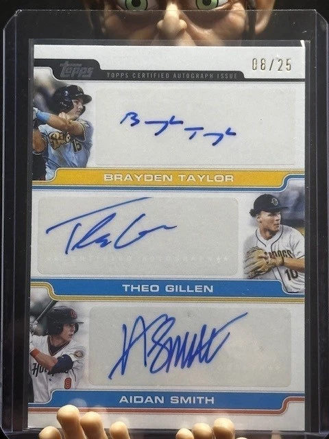 2025 Topps Pro Debut Brayden Taylor Theo Gillen Aidan Smith Triple Auto 8/25 - Image 1 of 2
