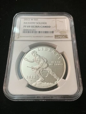 2012 W INFANTRY SOLDIER - $1 - NGC PF69 UC - SILVER COIN - BROWN LABEL - Image 1 of 4