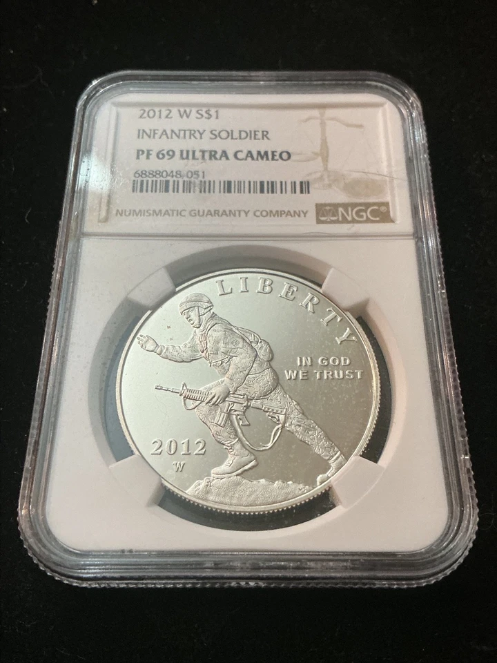2012 W INFANTRY SOLDIER - $1 - NGC PF69 UC - SILVER COIN - BROWN LABEL - Image 1 of 4