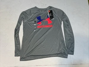 YXL Youth Extra Large Under Armour Long Sleeve Grey Athletic Blue Pink Girls - Picture 1 of 3