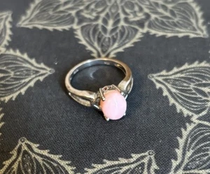 Vintage STS 925 Silber Ring Größe 7 blassrosa Stein - Bild 1 von 9