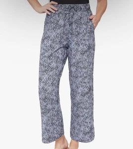 Purple Black Comfy Boho Pull On Pant Soft Loose Wheat Print Royalty For Me L NEW - Picture 1 of 10