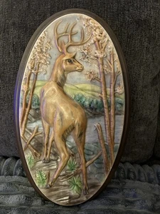 Vintage Holland Form Hirsch Bäume Plakette Hütte Deko Wandbild  - Bild 1 von 6