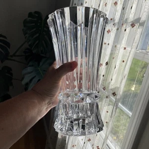 MIKASA RAINIER PATTERN 10 3/4" VASE Heavy Lead Crystal Geometric Contemporary - Picture 1 of 7