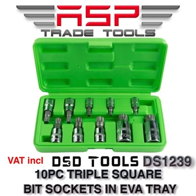 DSD TOOLS 10pc Triple Square Spline Bit Sockets In Foam Tray DS1239 - Image 1 of 4