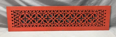 Parrilla de retorno de calor y aire de piso de hierro fundido de colección 6x30 punta roja ventilación de patada antigua 1378-25B Foto 1 de 4