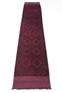 9 ft Runner Kilim carpet purple Afghan Hand Knotted Wool Bedroom Kilim - Picture 1 of 9