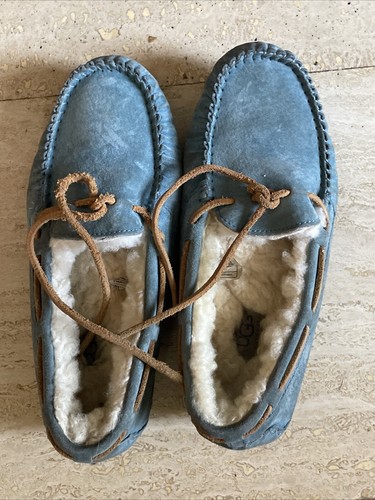 UGG DAKOTA PANTOFOLE MOCASSINO SCAMOSCIATO LANA DI PECORA DONNA US 7 Blu