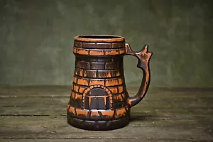 Ceramic Beer Mug Handcrafted Red Clay Beer Glass Goblet Pottery Organic Ceramics - Picture 1 of 6