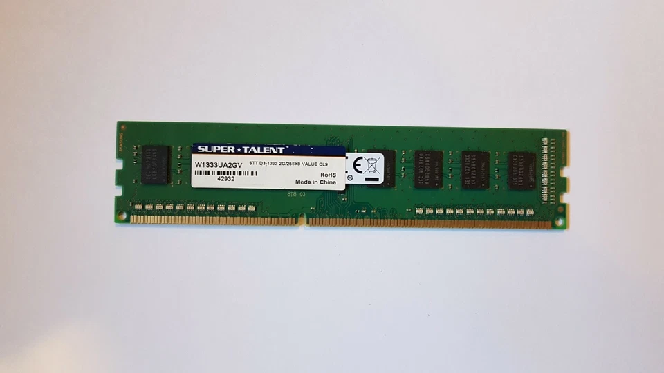 2GB DDR3-1333 SUPER TALENT W1333UA2GV 2GB256x8 CL9 Desktop Memory - Image 1 of 2
