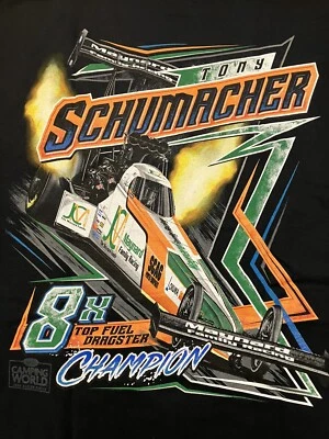 NHRA DRAG RACING OFICIAL TONY SHUMACHER 8X CAMPEÓN!  CAMISETA TALLA XL Foto 1 de 4