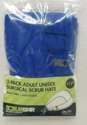 Scrubstar 2-Pack Unisex Adult Surgical Scrub Hats Adjustable with Snaps (Blue) - Image 1 of 4