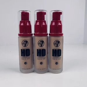 (3) W7 HD 12 Hour Foundation - Fresh Beige 30ml - Picture 1 of 4