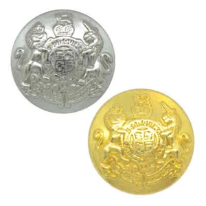 METAL MILITARY ROYAL COAT OF ARMS CREST SHANK BUTTONS 20mm Gold or Silver - Picture 1 of 3