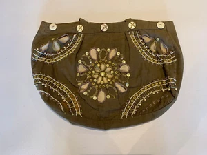 accessorize borsa kaki ricamata gioiello casual tote - Foto 1 di 7