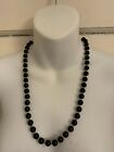 Costume Jewelry Black Beads & Gold Tone Spacers, Necklace, 24 Inches