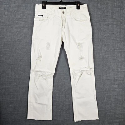 Dolce & Gabbana Jeans Men Size 44 White Distressed Straight Leg Frayed Hem - Image 1 of 4