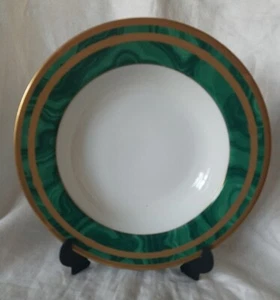CHRISTIAN DIOR Gaudron Malachite Green Rimmed Soup Bowl  9 1/4"  - Picture 1 of 8