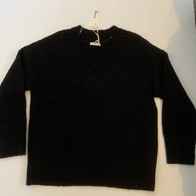 Suéter para mujer de algodón relajado con cuello en V talla S negro   Foto 1 de 4