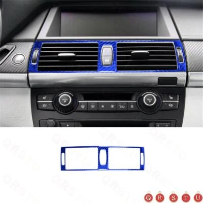 Blue Carbon Fiber Central Vent Outlet Cover Trim For BMW X5 E70 X6 E71 2011-2013 Foto 1 de 4