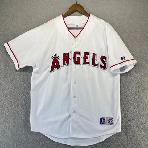 Vintage Russell Anaheim Angels Jersey Adult Large White Troy Glaus Sewn 90s Mens Cover