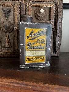 Antique Martins Varnish Co Cork Top Can Chicago Advertising Paint - Picture 1 of 9