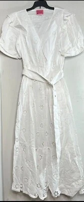 NWT Kate Spade New York Womens Dress Fresh White 8 Clover Ruffled Eyelet Belted - Image 1 of 4