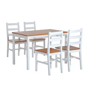 5 Piece Solid Pine Wood Table and Chairs Dining Set -White - Picture 1 of 7
