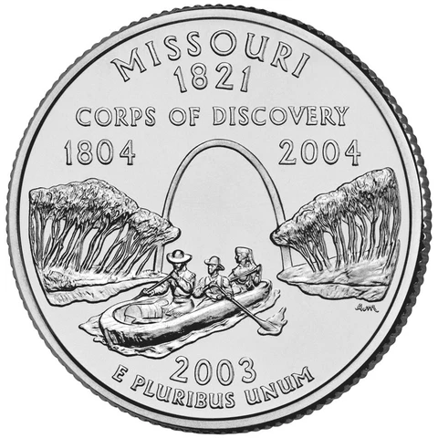 2003 P Missouri State Quarter.  Uncirculated from US Mint Roll Cover