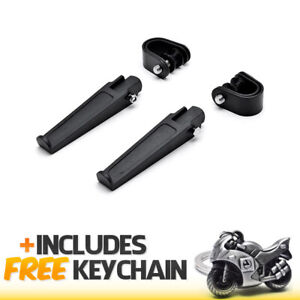 Black Engine Guard Foot Pegs w/ Clamps for Harley Softail+Sportbike Keychain