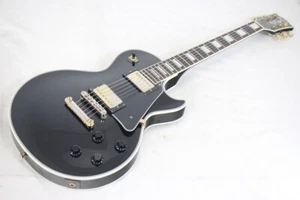Used 2000s Burny RLC-85 MIJ Les Paul Custom Black 4.9kg Long Tenon W/GB - Picture 1 of 11