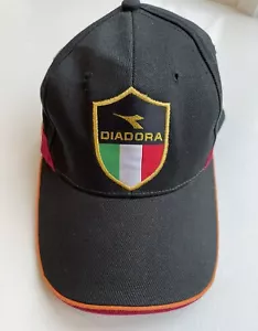 Diadora Black Italia Hat Italy Flag Soccer Adjustable Cap Embroidered One Size - Picture 1 of 5
