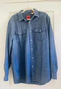 NWT Big Mac Western Shirt Mens M Blue Denim Pearl Snap 80s 90s Workwear - Picture 1 of 8