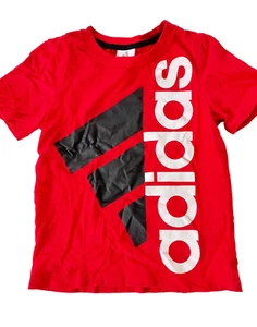 Adidas Boys T-Shirt Red Black Short Sleeve Size 5 - Picture 1 of 12