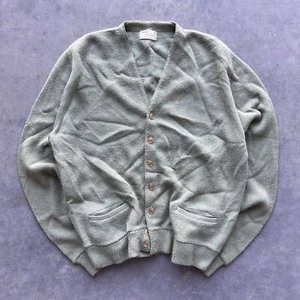 Vintage 60s Sears Sportswear Cardigan Roebuck Olive Acrylic Grunge Kurt Cobain L - Bild 1 von 3